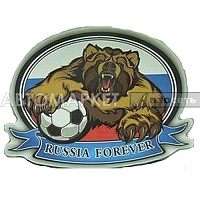 Наклейка "RUS-флаг медведь forever" 10*14см.