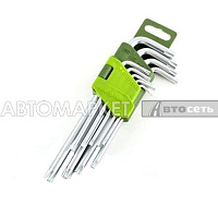 Набор ключей TORX Г-образные, длинные 9 штук Т10 х Т50 ДелоТехники 563592