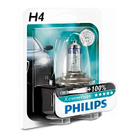 Лампа H4 60/55+100% Philips X-treme Vision 12342XVB1 (1шт) блист.
